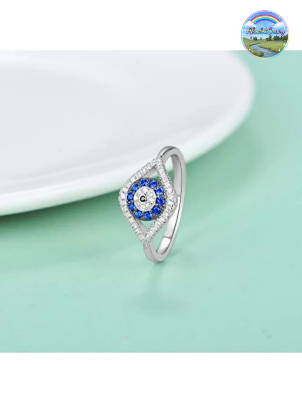 925 Sterling Silver Evil Eye Signet Ring Cubic Zirconia Protection Jewelry Gift